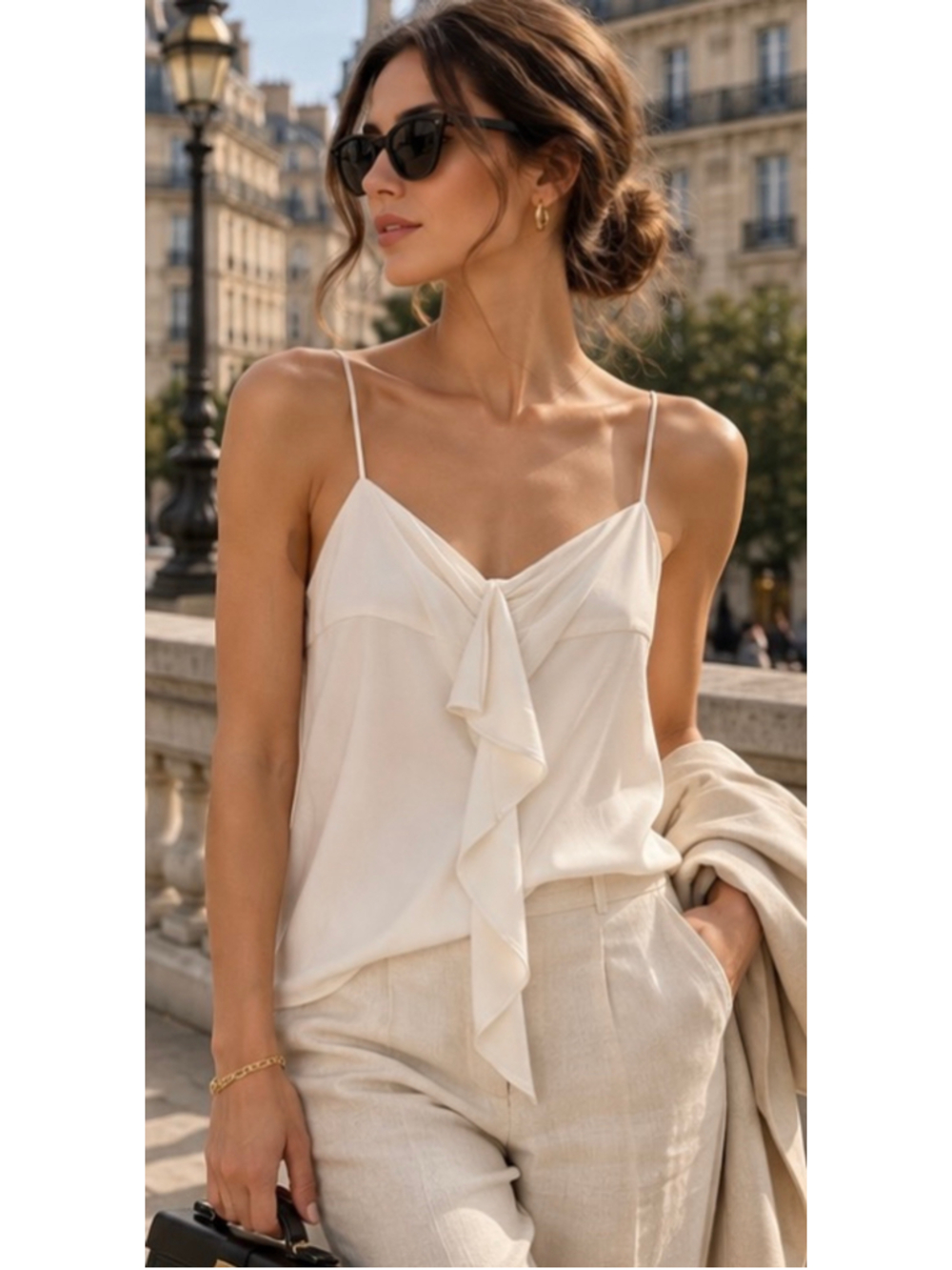 Givenchy Camisole Top in White Knit, Size M French Luxury New